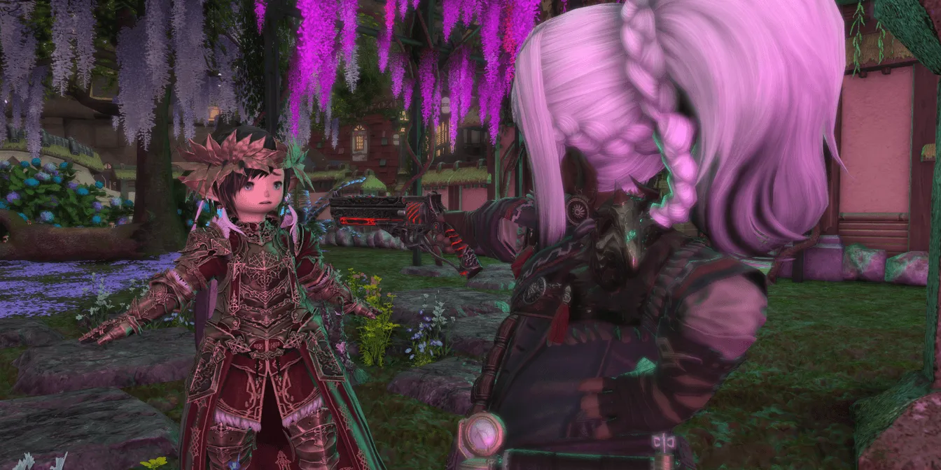 Slathac holding Alanta at gun point.